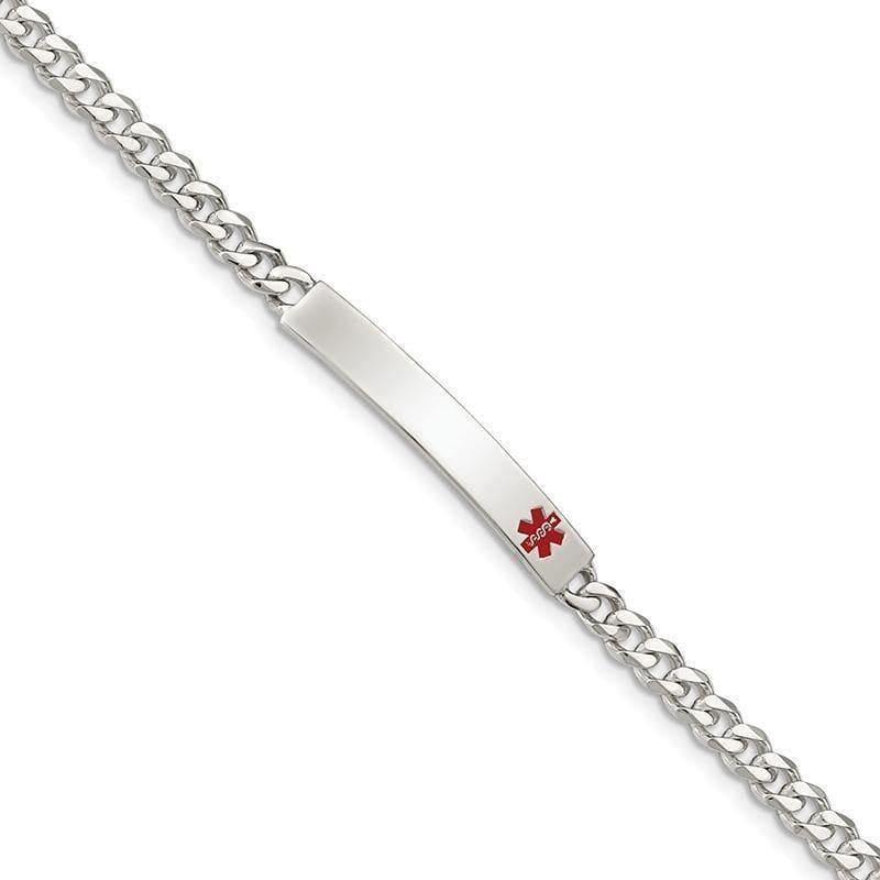 Sterling Silver Polished Medical Curb Link ID Bracelet - Seattle Gold Grillz