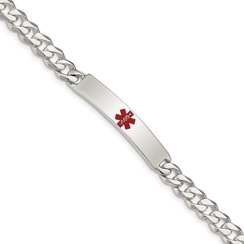 Sterling Silver Polished Medical Curb Link ID Bracelet - Seattle Gold Grillz