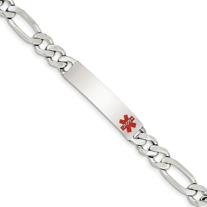 Sterling Silver Polished Medical Figaro Anchor Link ID Bracelet - Seattle Gold Grillz