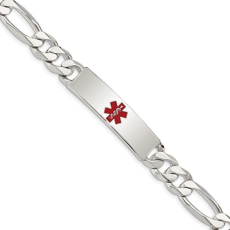 Sterling Silver Polished Medical Figaro Anchor Link ID Bracelet | Weight: 25.92 grams, Length: 39mm, Width: 10mm - Seattle Gold Grillz
