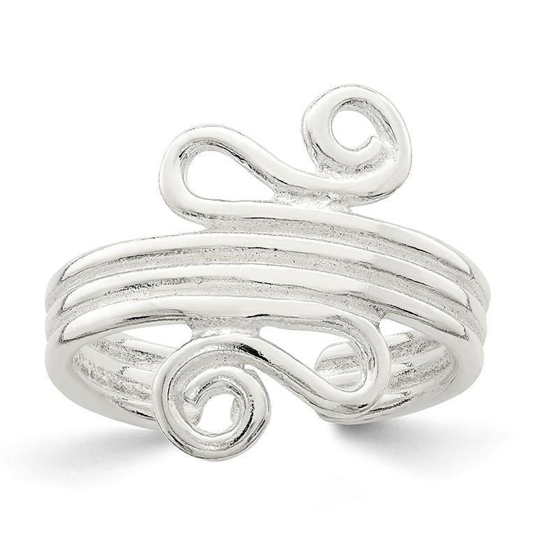 Sterling Silver Polished Scroll Toe Ring - Seattle Gold Grillz