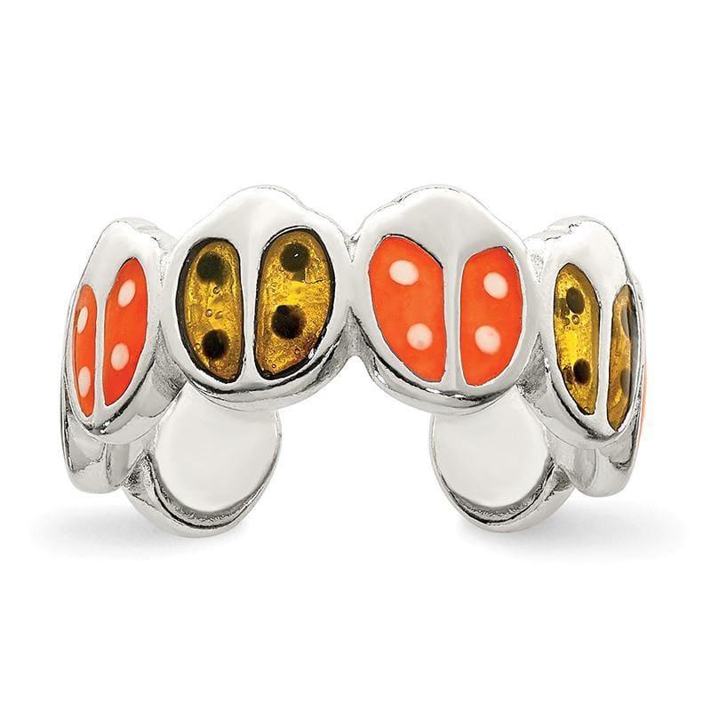 Sterling Silver Red & Orange Enameled Ladybug Toe Ring - Seattle Gold Grillz