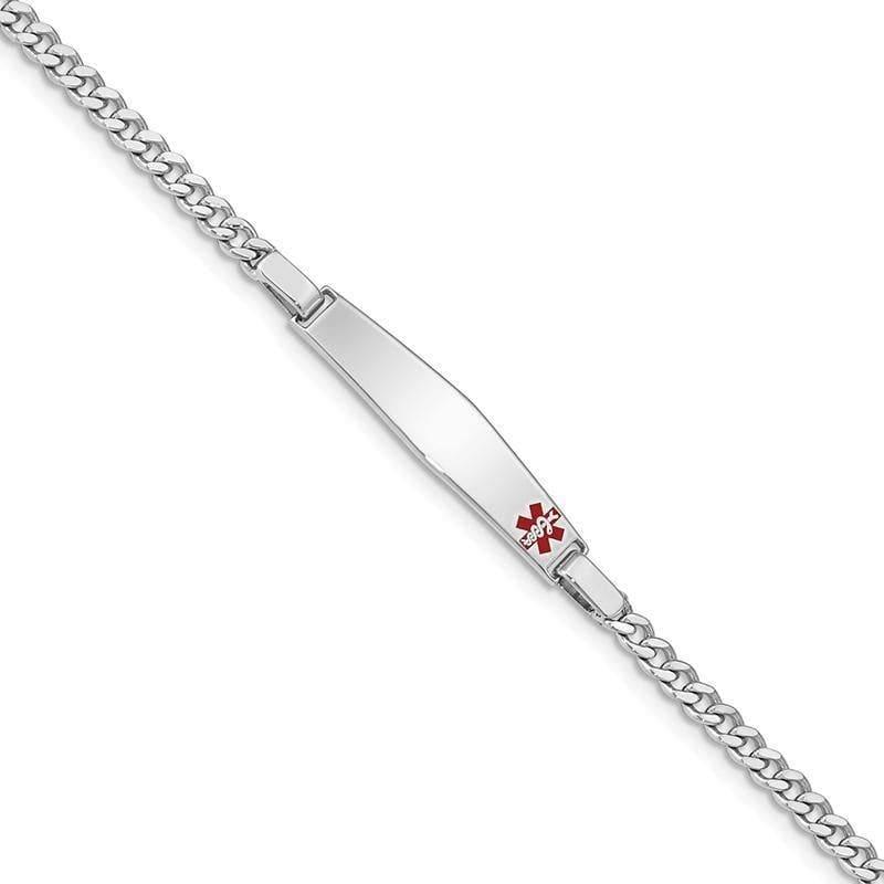 Sterling Silver Rhod-plated Children's Medical ID Bracelet w-Curb Link - Seattle Gold Grillz