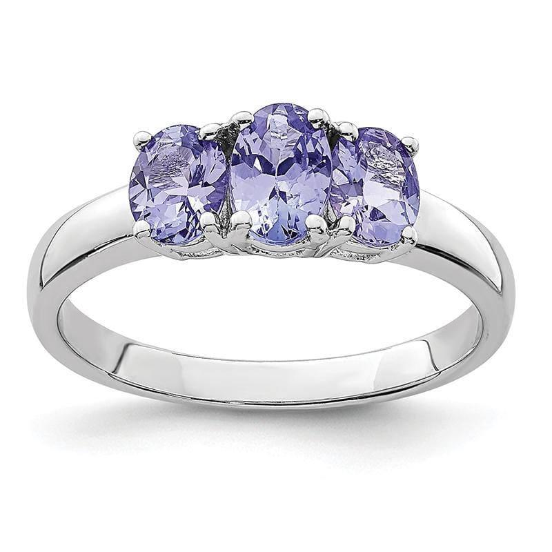 Sterling Silver Rhodium 3-Stone Tanzanite Ring - Seattle Gold Grillz