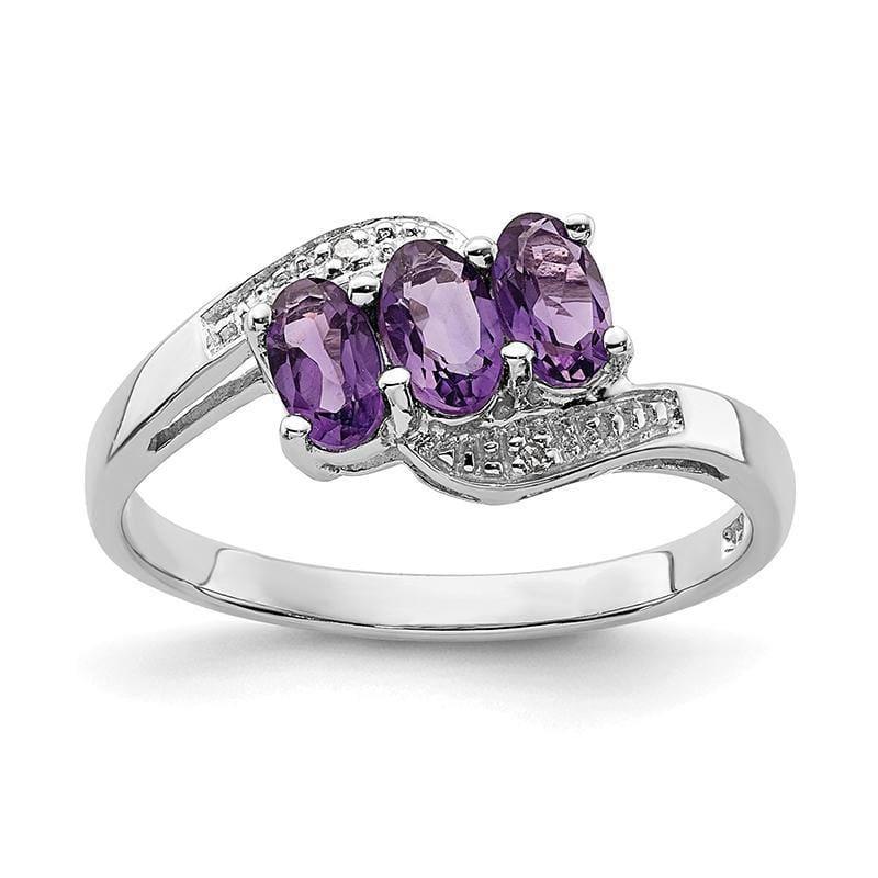 Sterling Silver Rhodium Amethyst & Diamond Ring - Seattle Gold Grillz