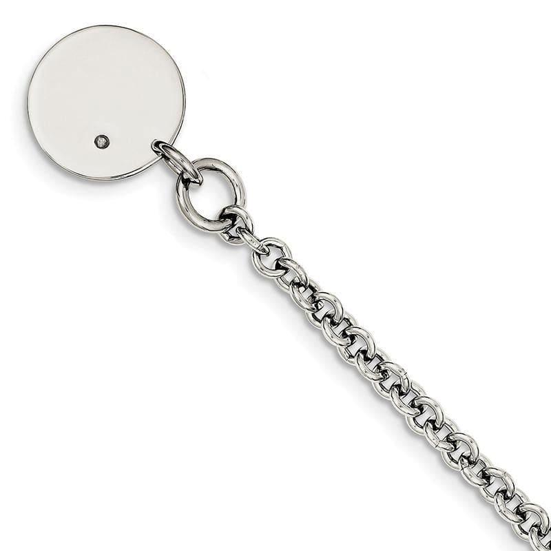 Sterling Silver Rhodium-plated .03ct Diamond Disc Bracelet | Weight: 13.85 grams, Length: 7.5mm, Width: 6mm - Seattle Gold Grillz