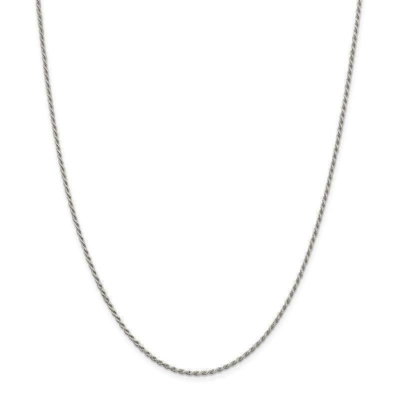 Sterling Silver Rhodium-plated 1.7mm Diamond-cut Rope Chain - Seattle Gold Grillz