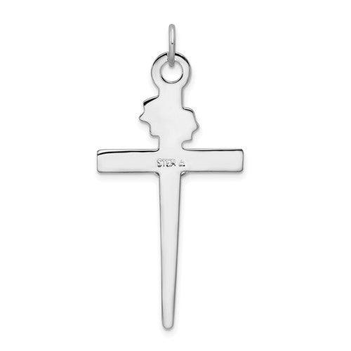 Sterling Silver Rhodium-plated and 18k Gold-plated Crucifix Pendant - Seattle Gold Grillz