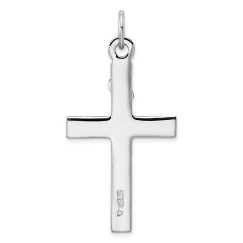 Sterling Silver Rhodium-plated and 18k Gold-plated Crucifix Pendant - Seattle Gold Grillz