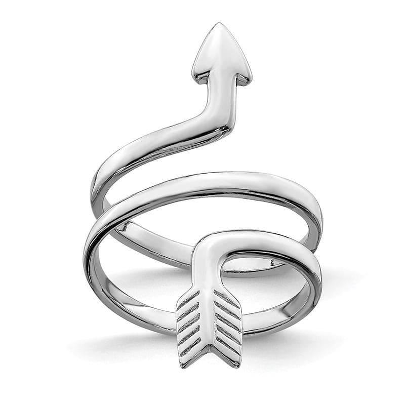 Sterling Silver Rhodium-plated Arrow Wrap Ring - Seattle Gold Grillz