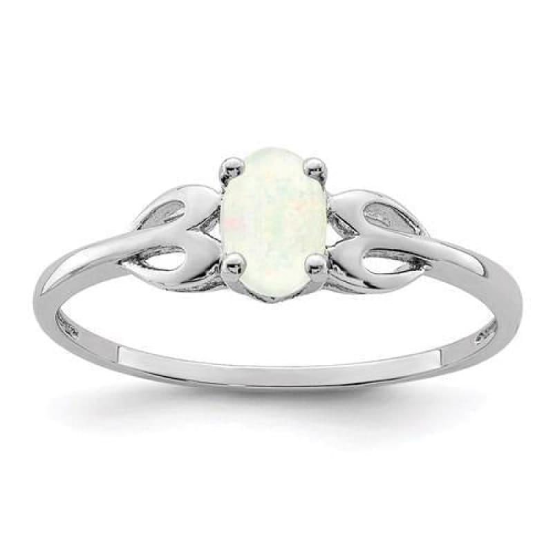 Sterling Silver Rhodium-Plated Created Opal Ring - Seattle Gold Grillz