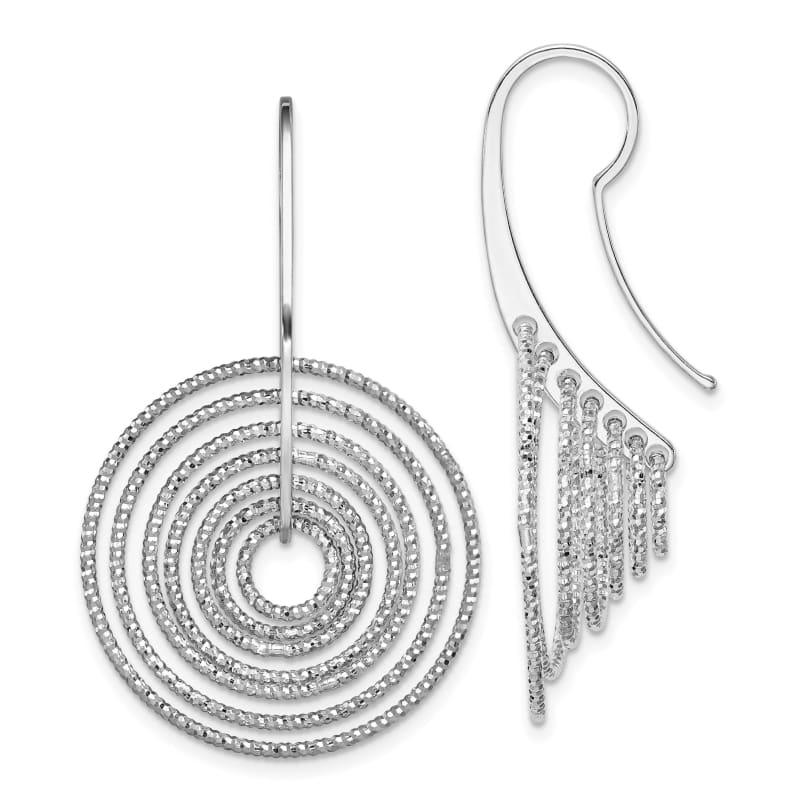 Sterling Silver Rhodium Plated D-C Circles Dangle Earrings - Seattle Gold Grillz