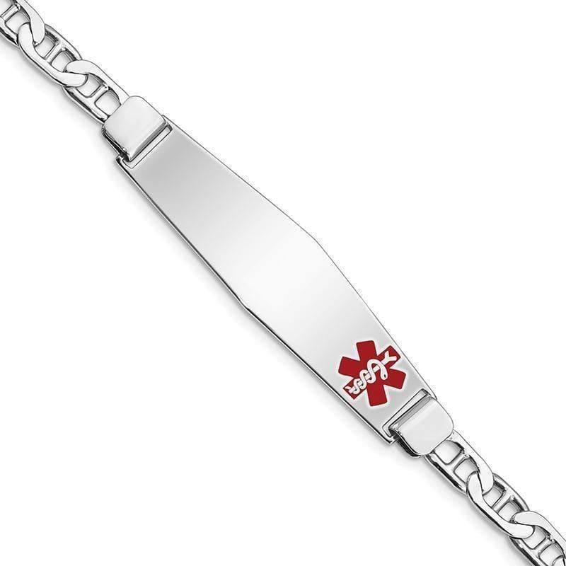 Sterling Silver Rhodium-plated Medical ID Anchor Link Bracelet - Seattle Gold Grillz