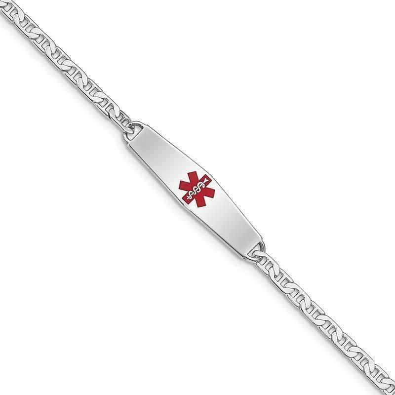 Sterling Silver Rhodium-plated Medical ID Anchor Link Bracelet - Seattle Gold Grillz