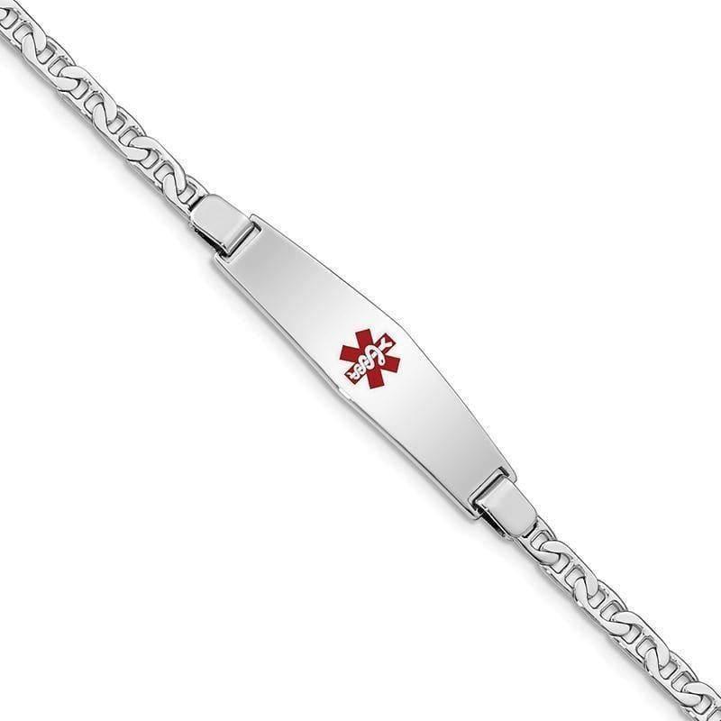 Sterling Silver Rhodium-plated Medical ID Anchor Link Bracelet - Seattle Gold Grillz