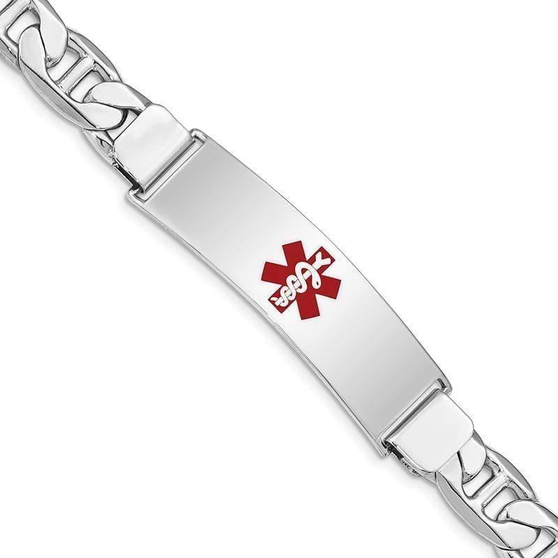 Sterling Silver Rhodium-plated Medical ID Anchor Link Bracelet | Weight: 22.81 grams, Length: 8mm, Width: mm - Seattle Gold Grillz