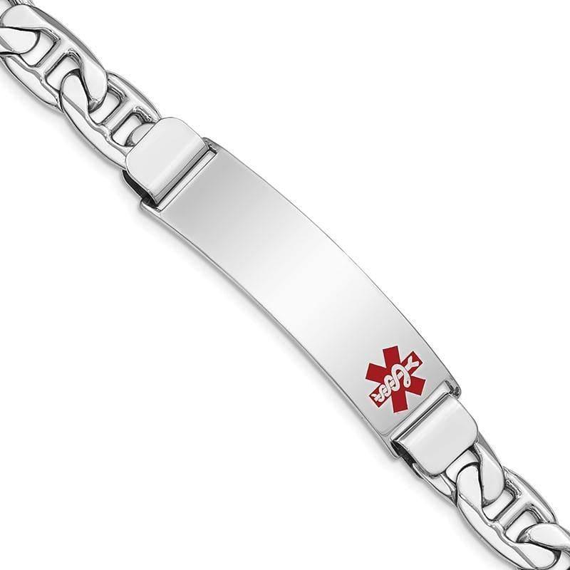 Sterling Silver Rhodium-plated Medical ID Bracelet w-Anchor Link | Weight: 22.63 grams, Length: 8mm, Width: mm - Seattle Gold Grillz