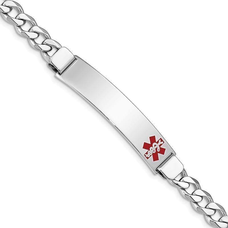 Sterling Silver Rhodium-plated Medical ID Curb Link Bracelet - Seattle Gold Grillz