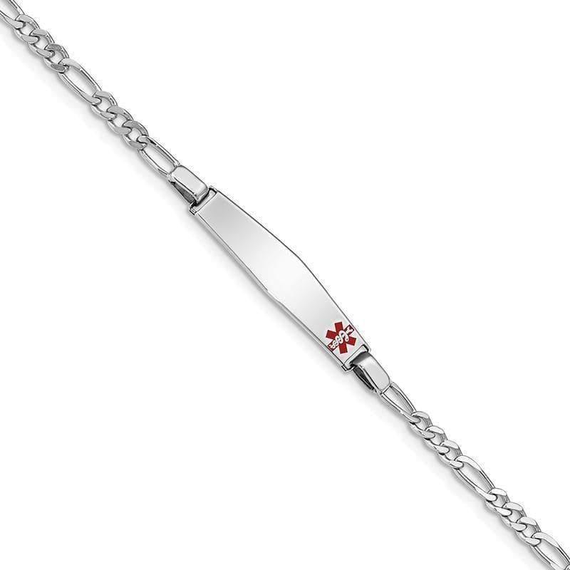 Sterling Silver Rhodium-plated Medical ID Figaro Link Bracelet - Seattle Gold Grillz