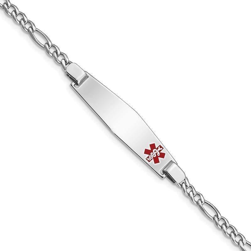 Sterling Silver Rhodium-plated Medical ID Figaro Link Bracelet - Seattle Gold Grillz