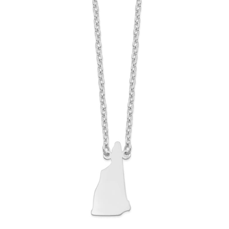 Sterling Silver Rhodium-plated NH State Pendant with chain - Seattle Gold Grillz
