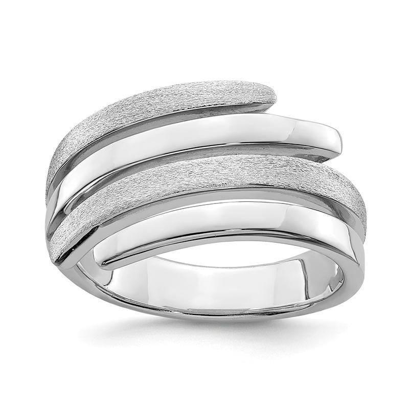 Sterling Silver Rhodium-plated Polished & Brushed Ring - Seattle Gold Grillz