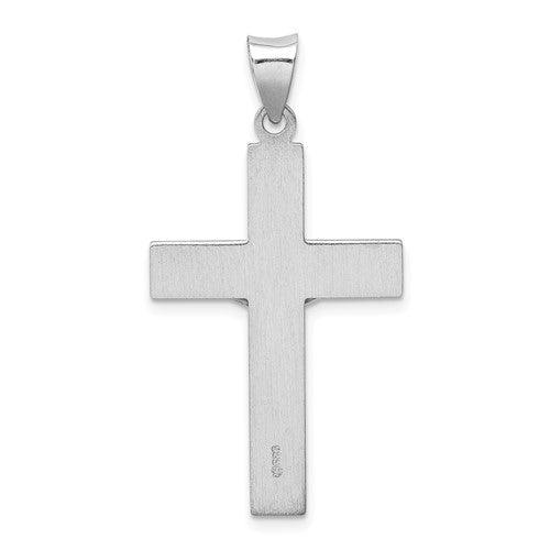 Sterling Silver Rhodium-plated Polished INRI Latin Crucifix Pendant - Seattle Gold Grillz