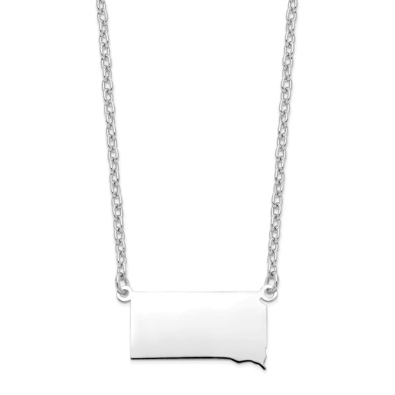 Sterling Silver Rhodium-plated SD State Pendant with chain - Seattle Gold Grillz