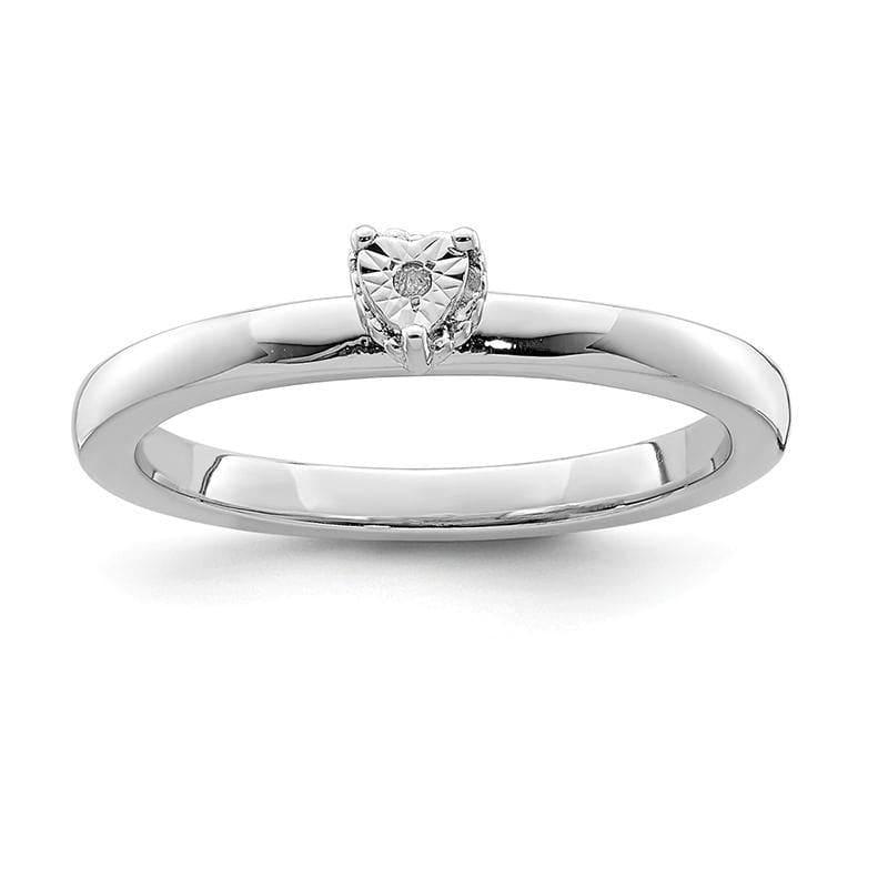 Sterling Silver Rhodium Polished .01ct. Diam. Heart Shape Ring - Seattle Gold Grillz