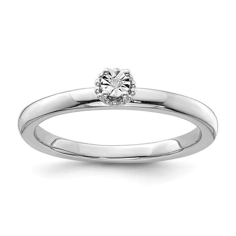 Sterling Silver Rhodium Polished .01ct. Diam. Ring - Seattle Gold Grillz