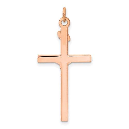 Sterling Silver Rose Gold-plated INRI Crucifix Cross Pendant - Seattle Gold Grillz