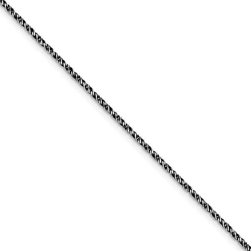 Sterling Silver Ruthenium-plated 1.7mm Twisted Tight Wheat Bracelet - Seattle Gold Grillz