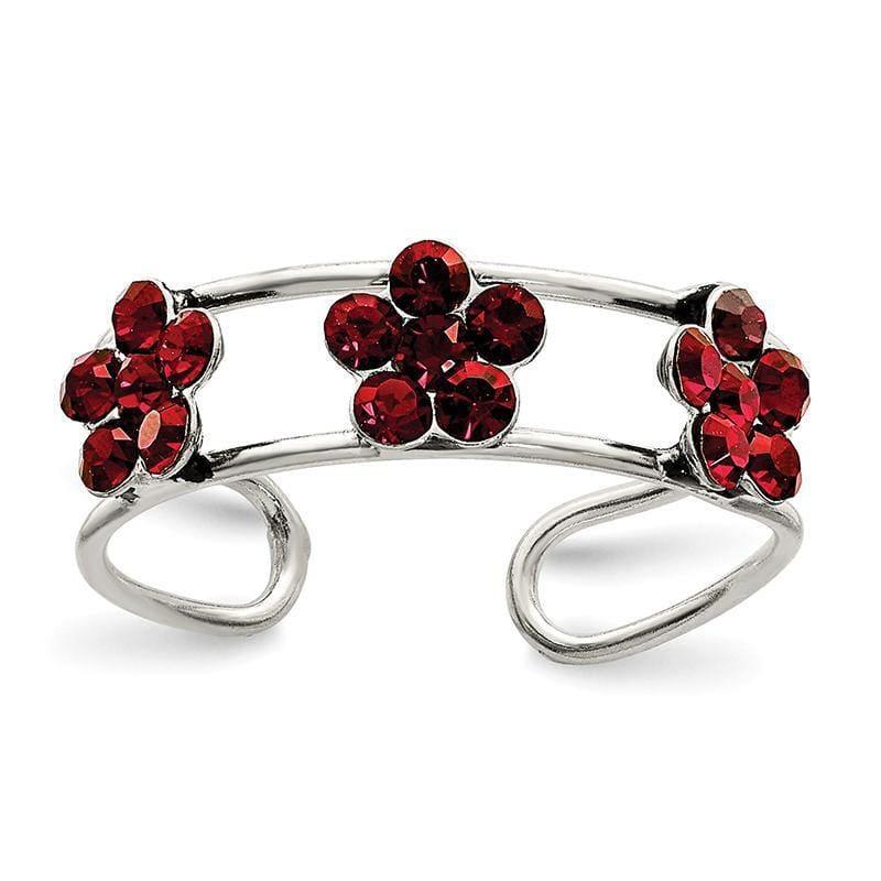 Sterling Silver StelluxT Crystal Floral Toe Ring - Seattle Gold Grillz