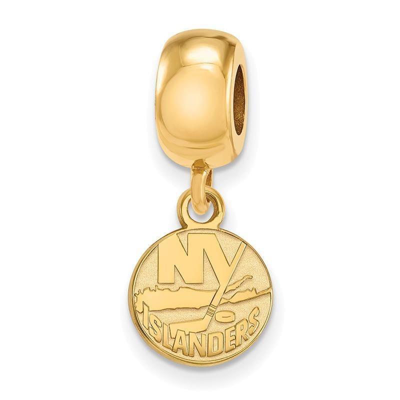 Sterling Silver w-GP NHL LogoArt New York Islanders XS Dangle Bead Charm - Seattle Gold Grillz
