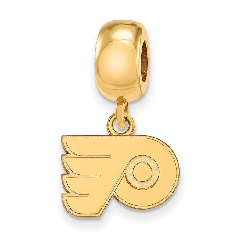 Sterling Silver w-GP NHL LogoArt Philadelphia Flyers XS Dangle Bead Charm - Seattle Gold Grillz