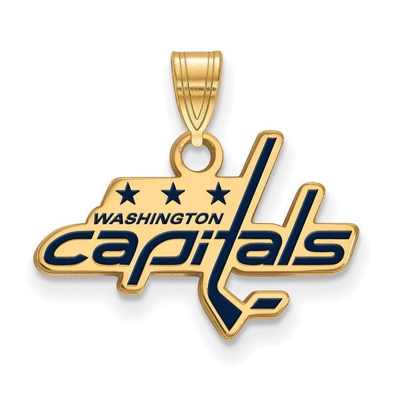 Sterling Silver w-GP NHL LogoArt Washington Capitals Small Enamel Pendant - Seattle Gold Grillz