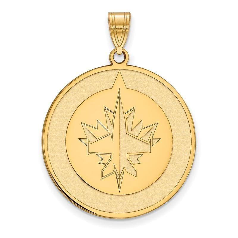 Sterling Silver w-GP NHL LogoArt Winnipeg Jets XL Pendant - Seattle Gold Grillz