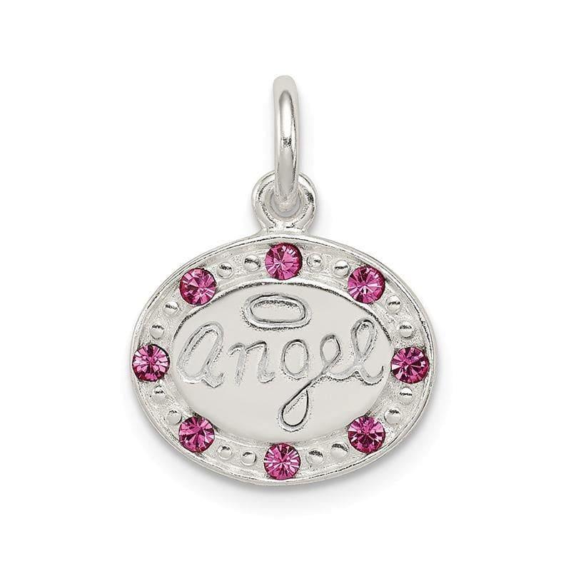 Sterling Silver w- Stellux Crystal Angel Pendant - Seattle Gold Grillz