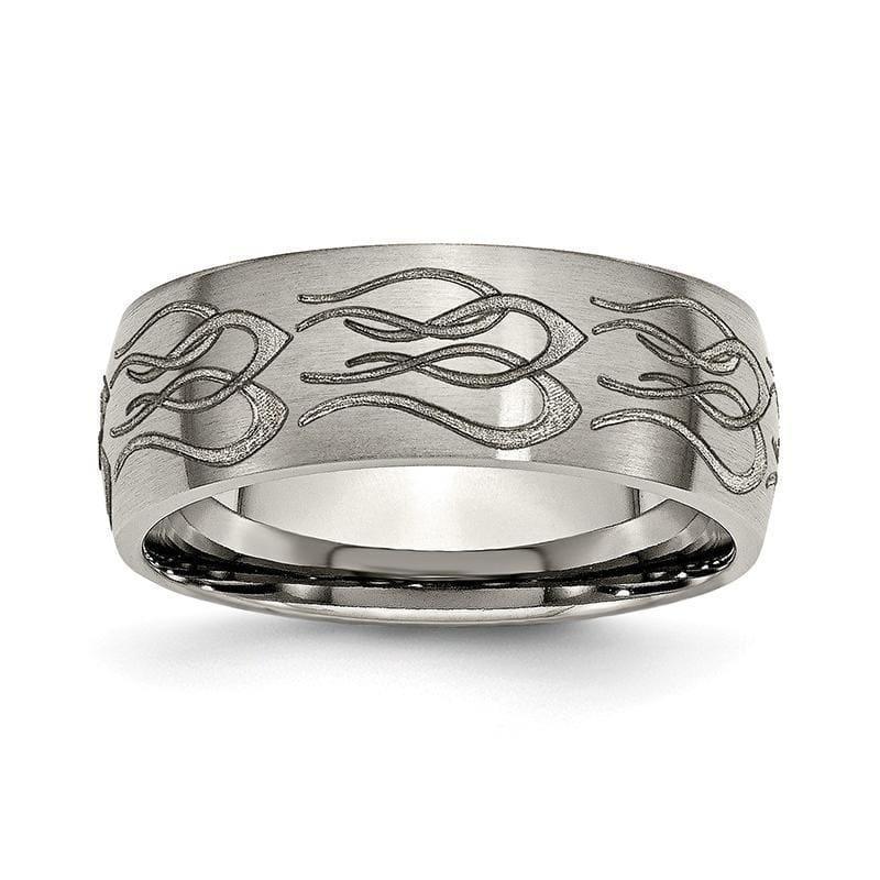 Titanium 8mm Laser Design Brushed Band - Seattle Gold Grillz