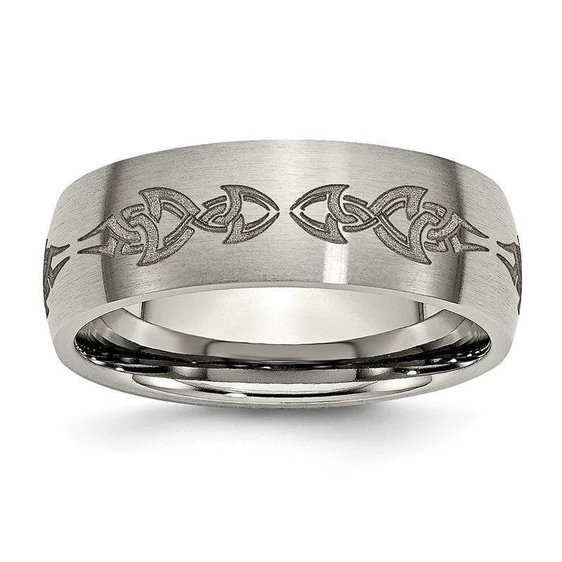 Titanium 8mm Laser Design Brushed Band - Seattle Gold Grillz