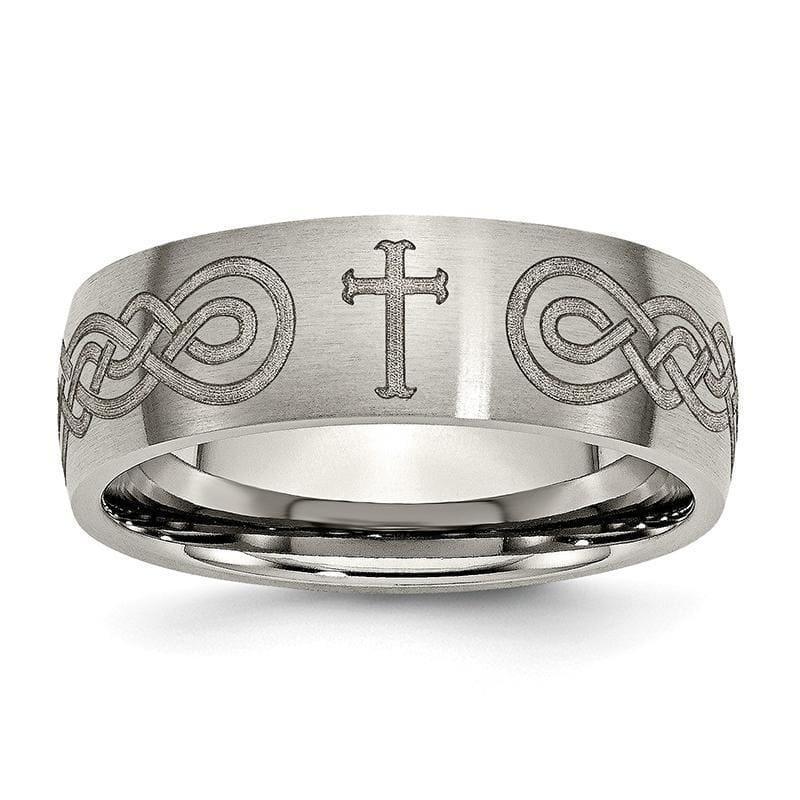 Titanium 8mm Laser Design Brushed Band - Seattle Gold Grillz