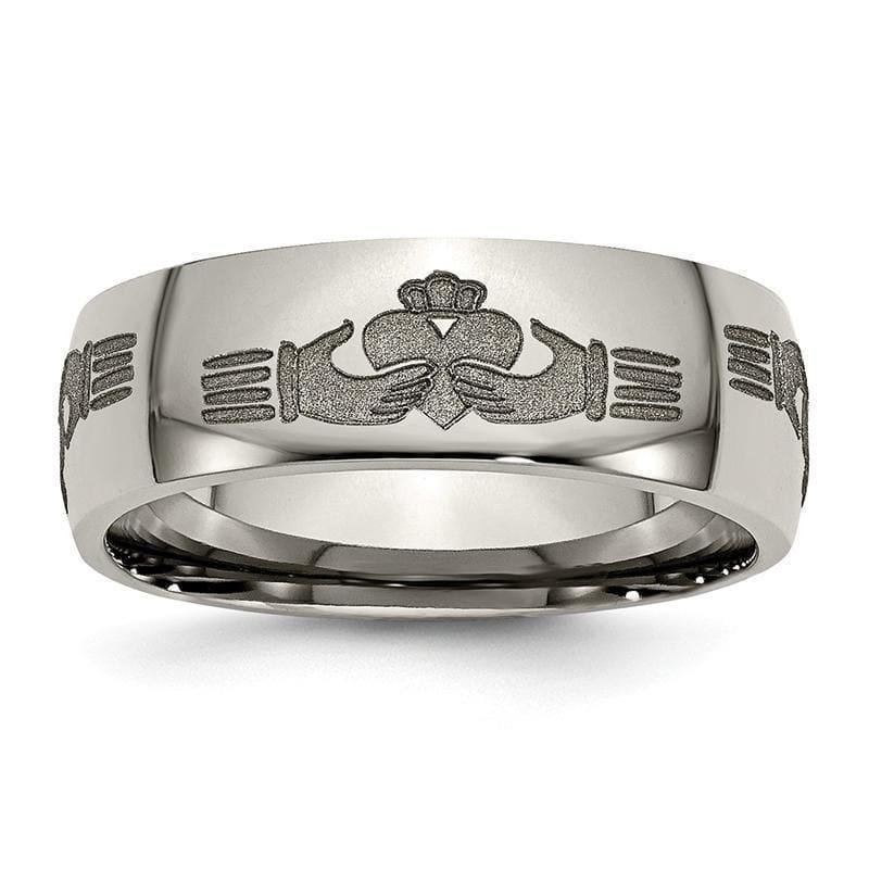 Titanium 8mm Laser Design Polished Band - Seattle Gold Grillz