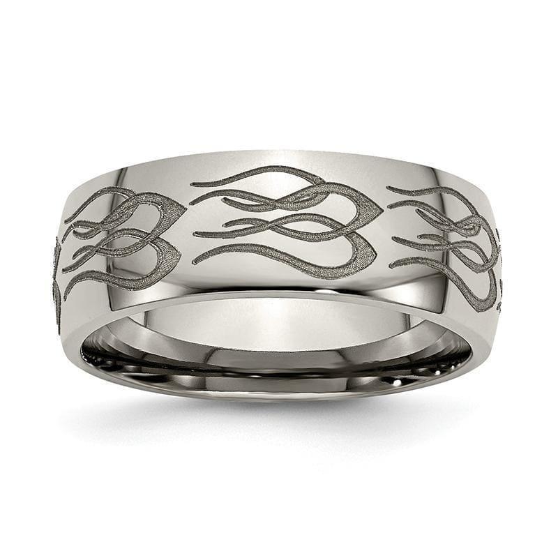 Titanium 8mm Laser Design Polished Band - Seattle Gold Grillz