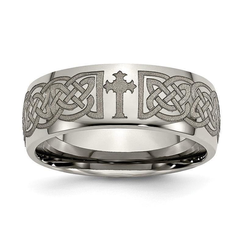 Titanium 8mm Laser Design Polished Band - Seattle Gold Grillz