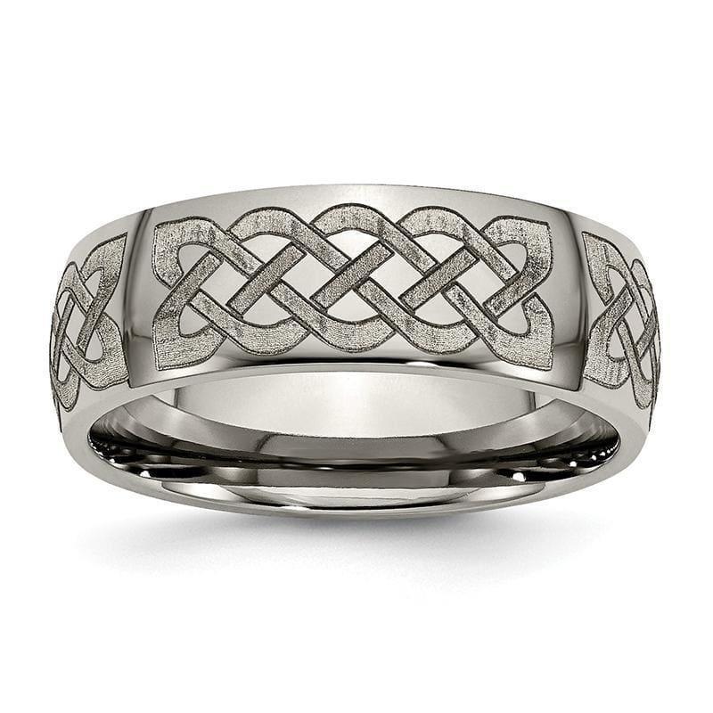 Titanium 8mm Laser Design Polished Band - Seattle Gold Grillz