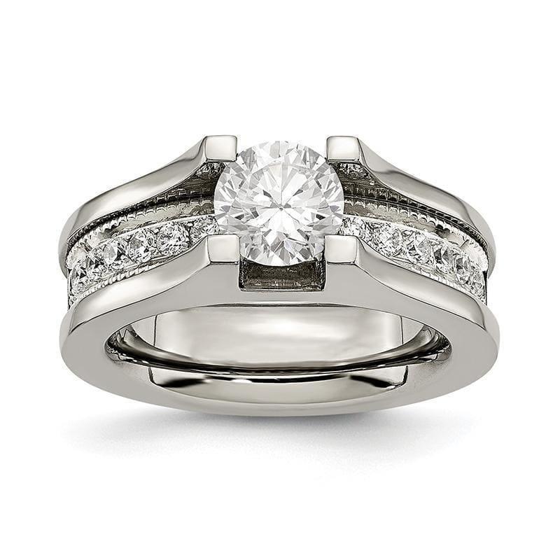 Titanium & Sterling Silver CZ Ring - Seattle Gold Grillz