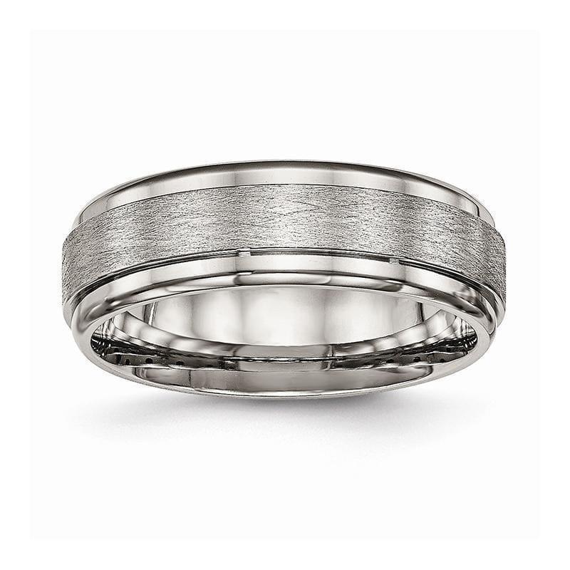 Titanium Brushed and Polished Ridged Edge Ring - Seattle Gold Grillz