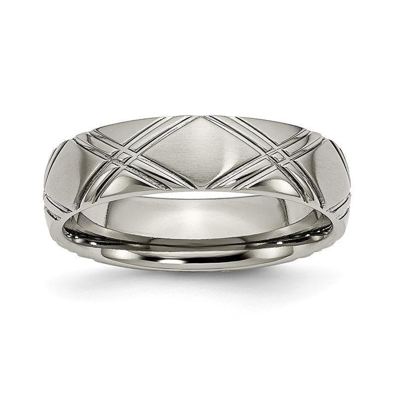 Titanium Criss-cross Design 6mm Brushed and Polished Band - Seattle Gold Grillz