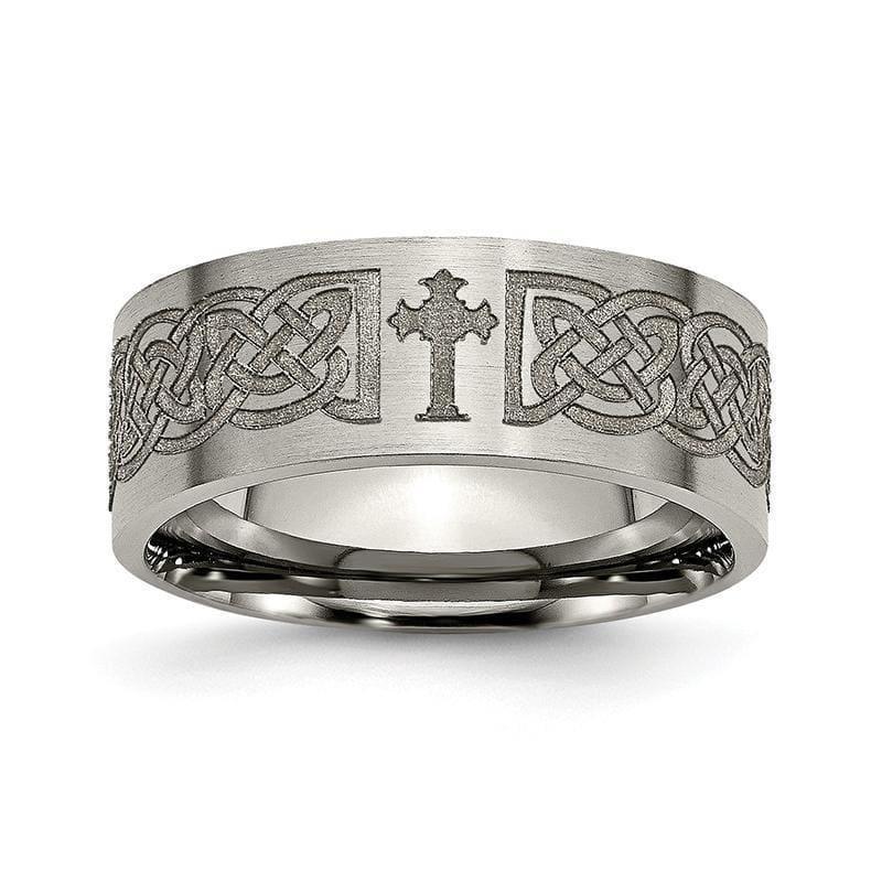 Titanium Flat 8mm Laser Design Brushed Band - Seattle Gold Grillz