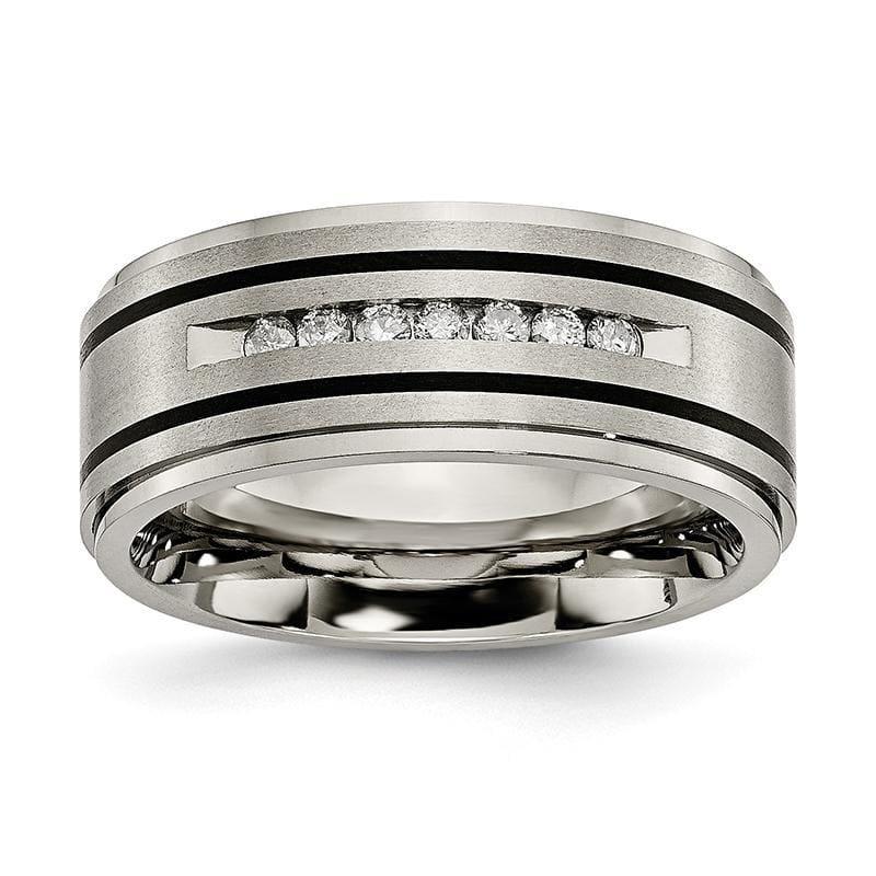 Titanium Polished-Brushed Enameled 1-4ct tw. Diamond 9mm Band - Seattle Gold Grillz